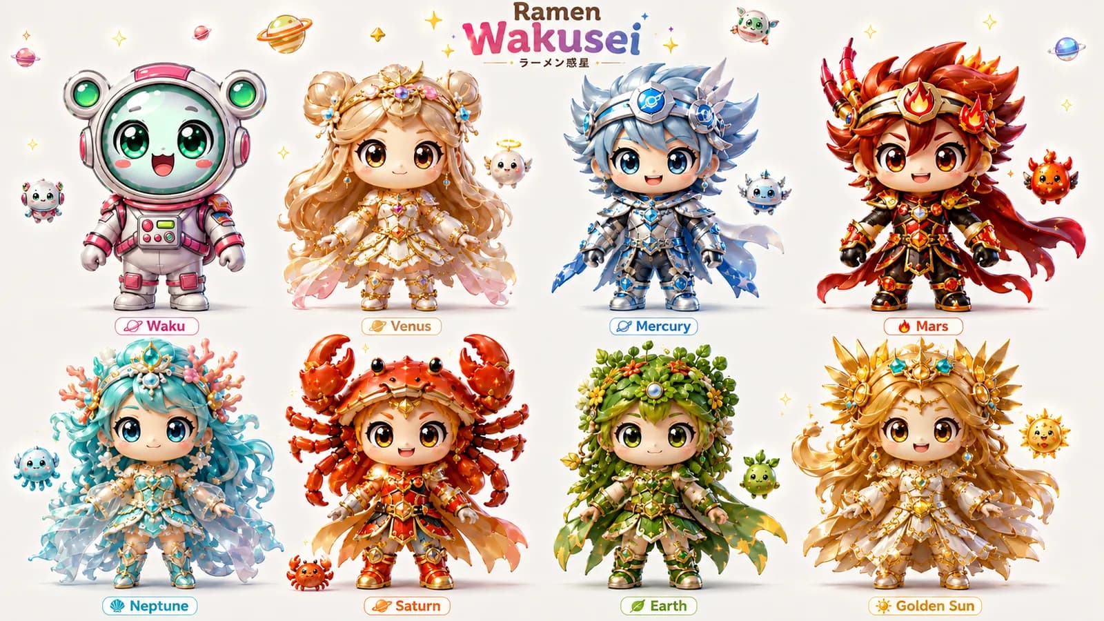 Waku Astronaut and the planet guardians of Ramen Wakusei's anime universe